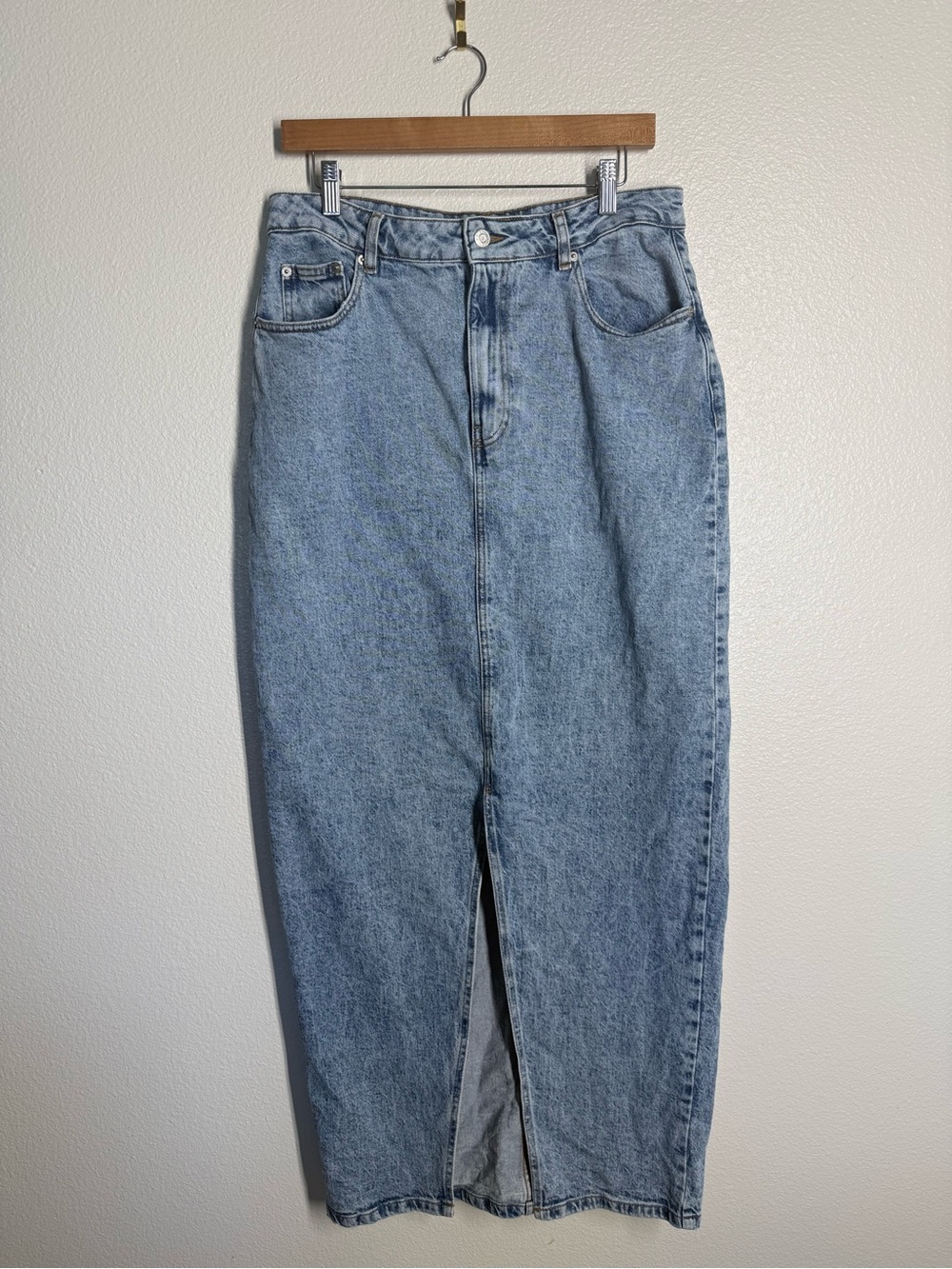 ASOS Light Blue Straight Denim Midi Skirt